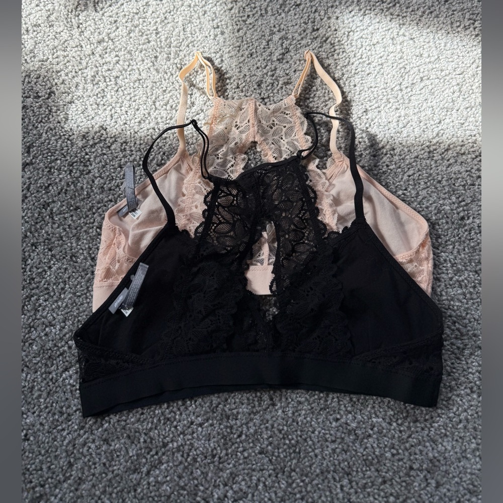BUNDLE of 2 Delicate Racerback Aerie Floral Lace Bralettes Size Medium - Picture 9 of 10